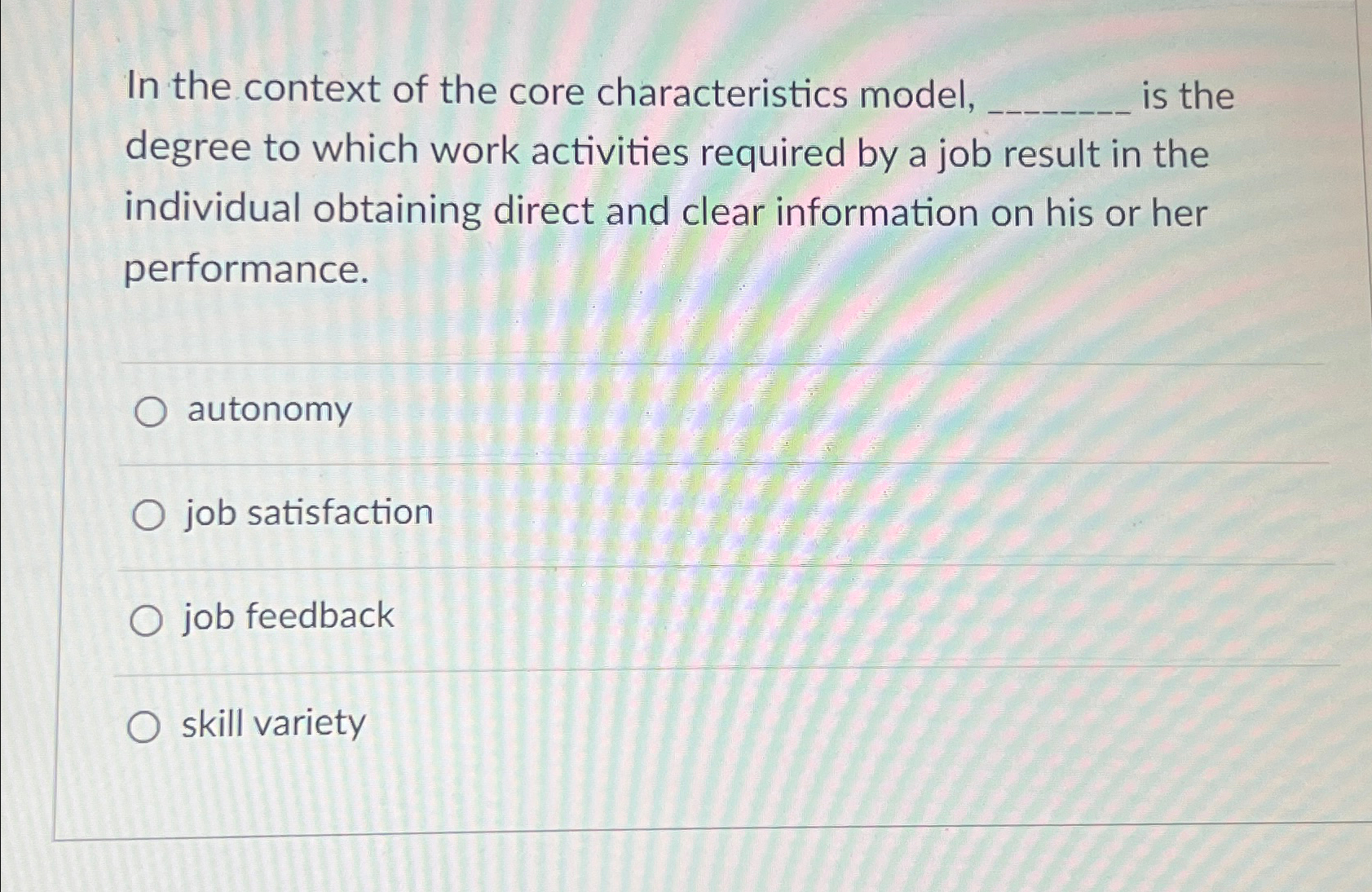 Solved In the context of the core characteristics model,