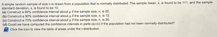 Solved A simple random sample of size n is drawn from a | Chegg.com