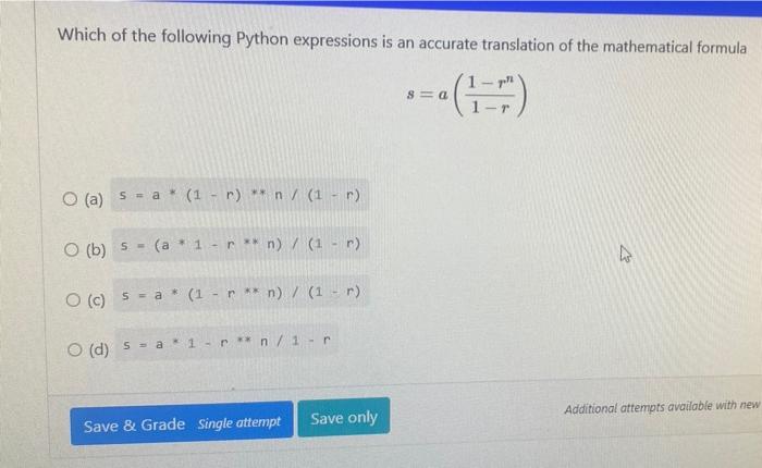 Solved Which of the following Python expressions is an | Chegg.com