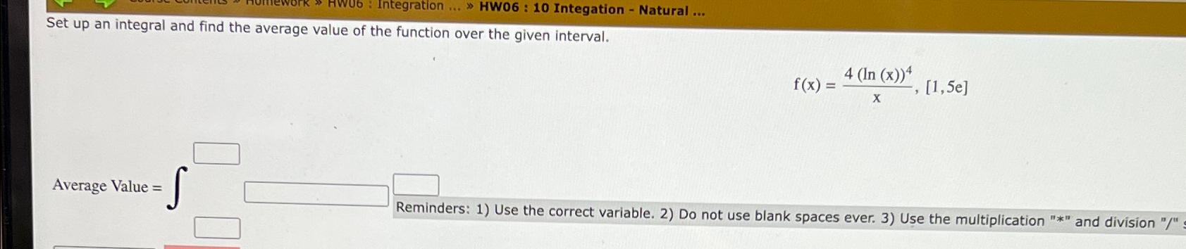 Solved Set up an integral and find the average value of the | Chegg.com