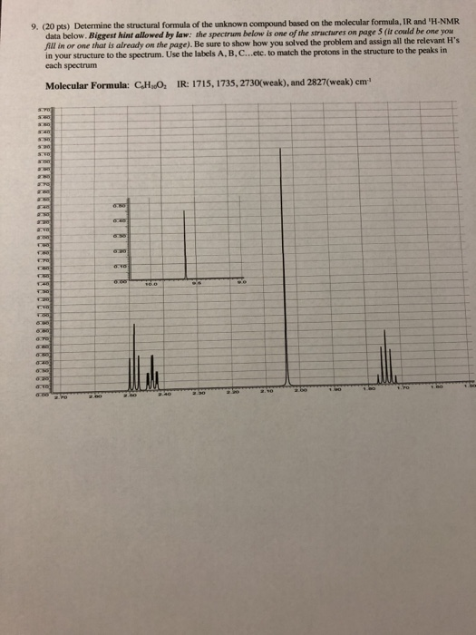 Solved 9. (20 pts) Determine the structural formula of the | Chegg.com