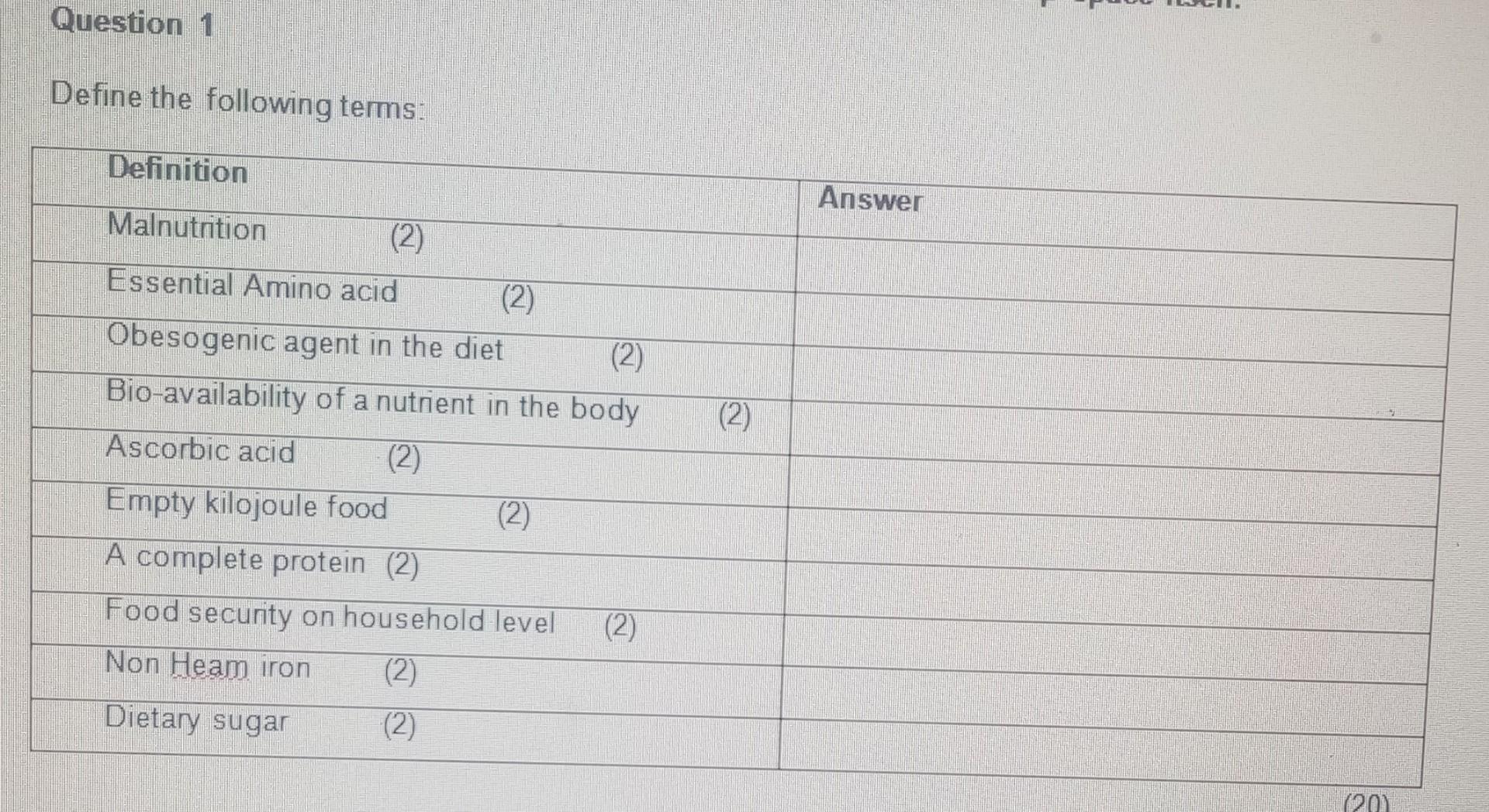 stating the question with key terms defined