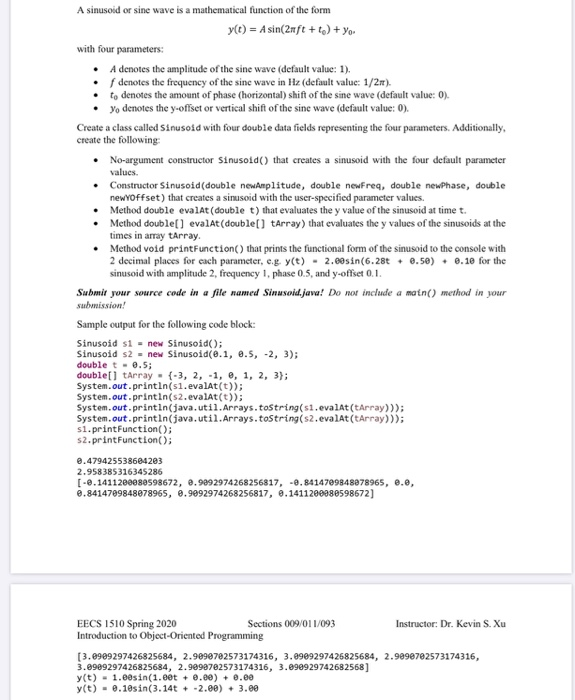 Solved A sinusoid or sine wave is a mathematical function of | Chegg.com