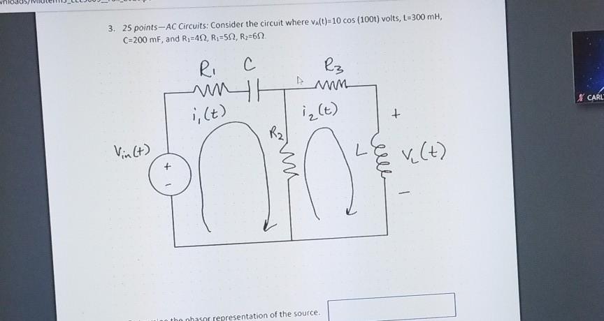 Solved 3. 25 points-AC Circuits: Consider the circuit where | Chegg.com