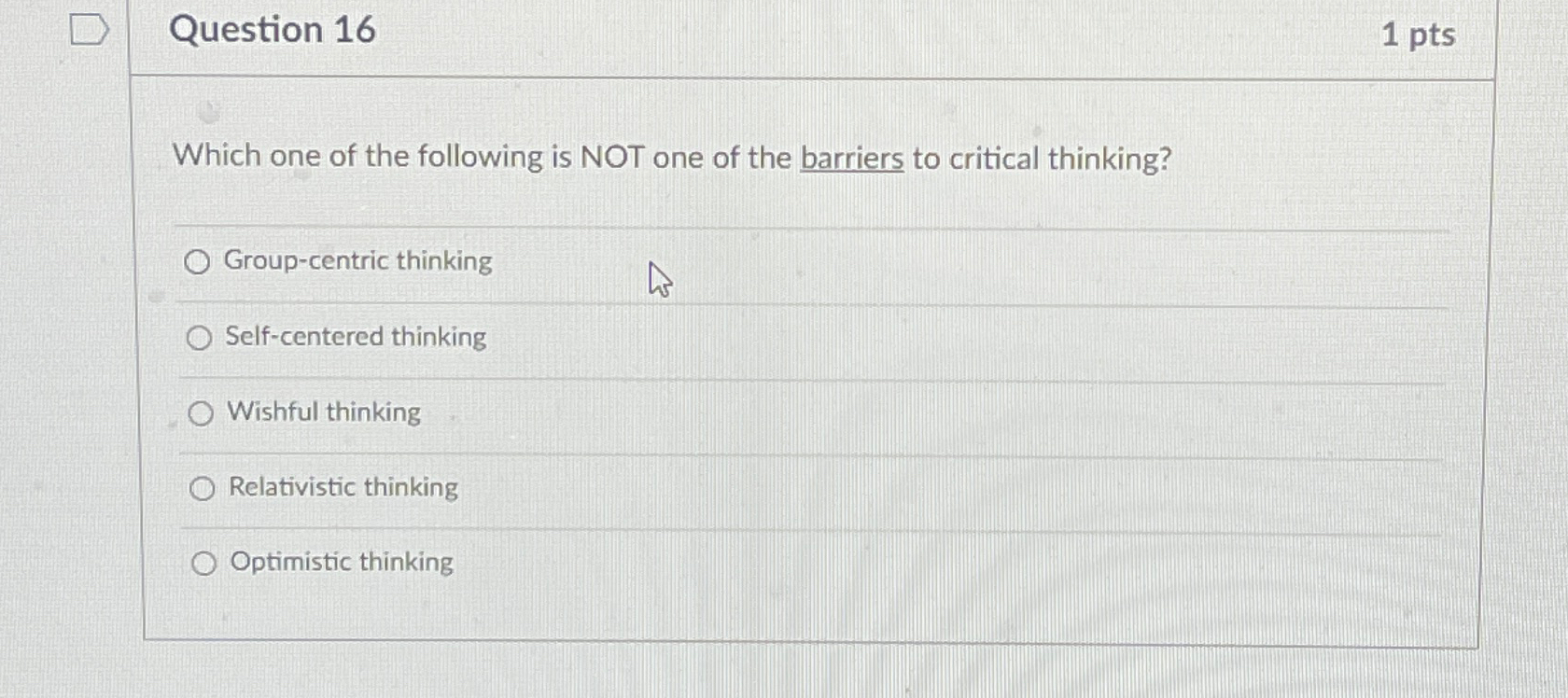 Solved Question 161ptsWhich one of the following is NOT one | Chegg.com