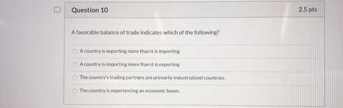 favorable balance of trade