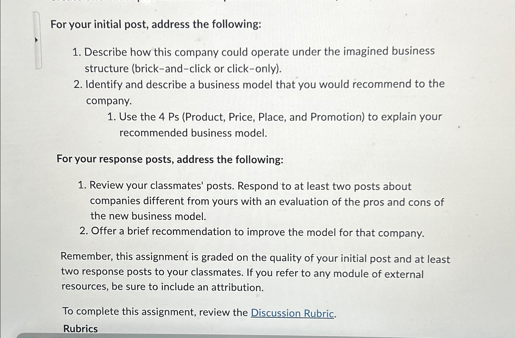 Solved For your initial post, address the following:Describe | Chegg.com