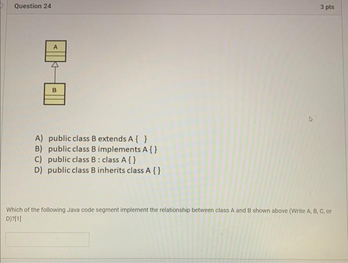 Solved A) Public Class B Extends A\{ } B) Public Class B | Chegg.com