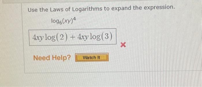 use the laws of logarithms to expand the expression log9 9x7 y