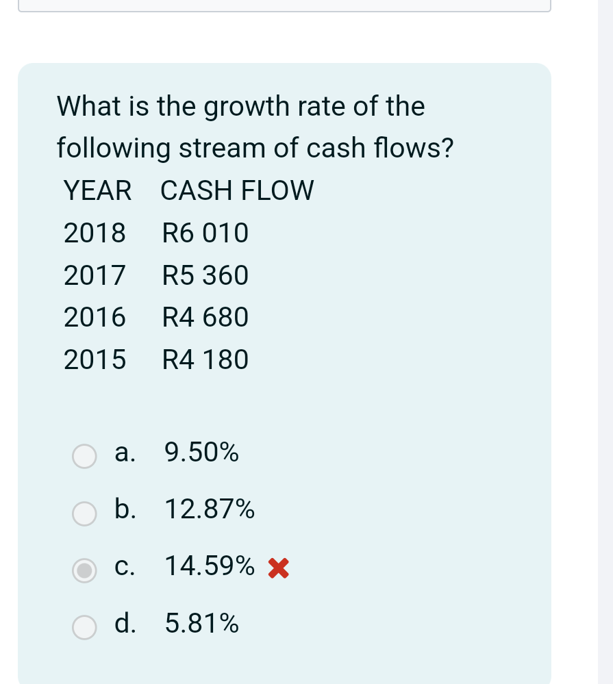 Solved What Is The Growth Rate Of The Following Stream Of | Chegg.com