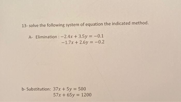 Solved 13- solve the following system of equation the | Chegg.com