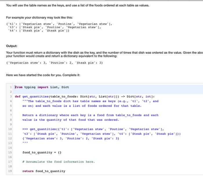 Solved You will use the table names as the keys, and use a | Chegg.com