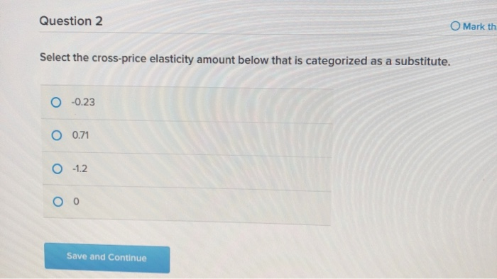Solved Question 2 O Mark th Select the cross-price | Chegg.com