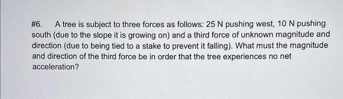 Solved #6. A tree is subject to three forces as follows: 25 | Chegg.com