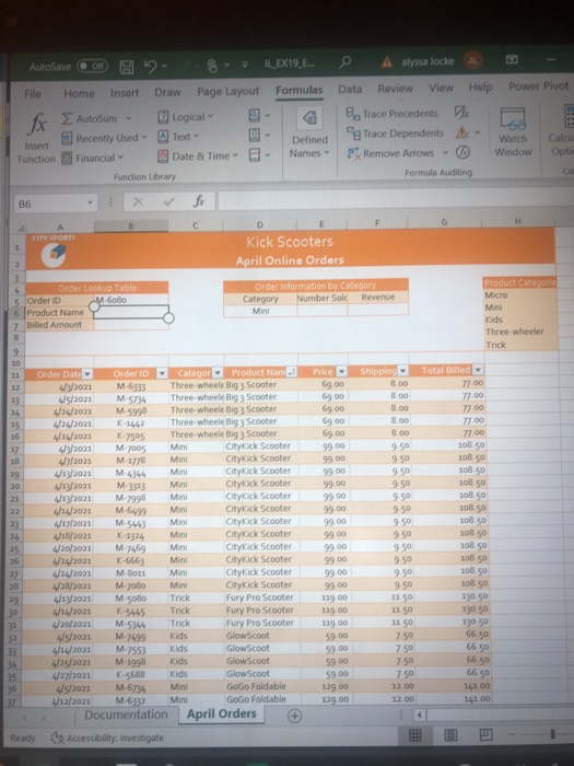 alyssa locke AL ILLEX19 E. AutoSave Power Pivot View Help Review Formulas Data Page Layout File Insert Draw Home κ ΣAtoSum E