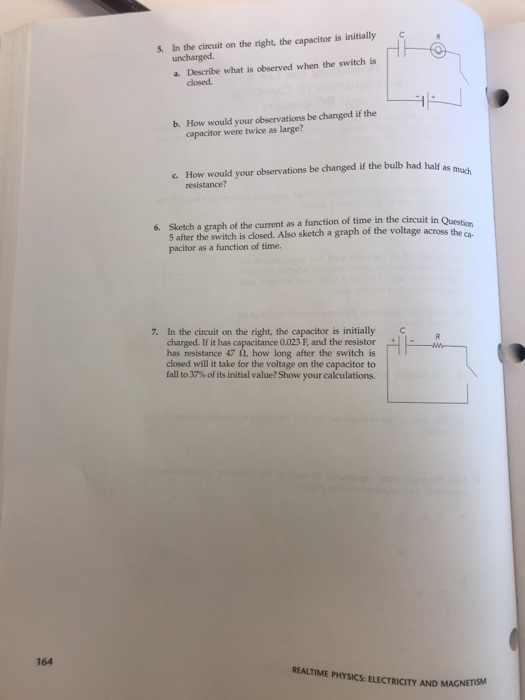 homework for lab 8 introduction to capacitors and rc circuits