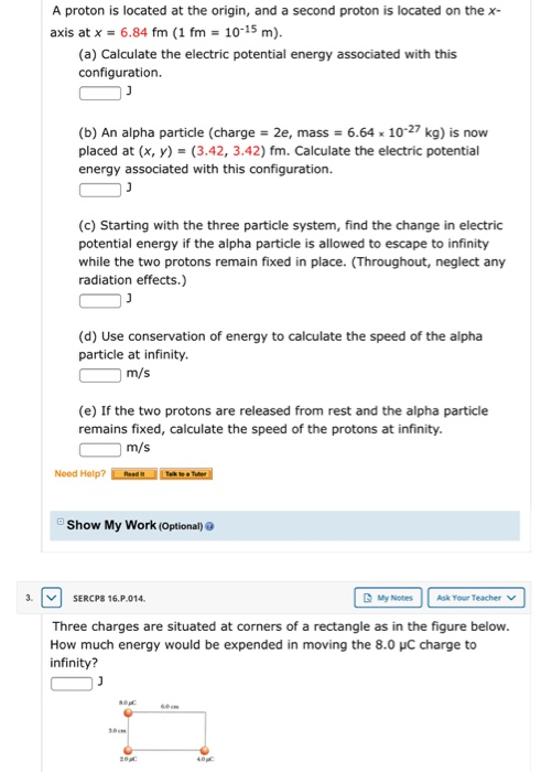 Solved A proton is located at the origin, and a second | Chegg.com