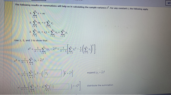 Solved MY The following results on summations will help us | Chegg.com