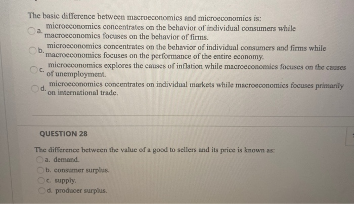 basic difference between macroeconomics and microeconomics
