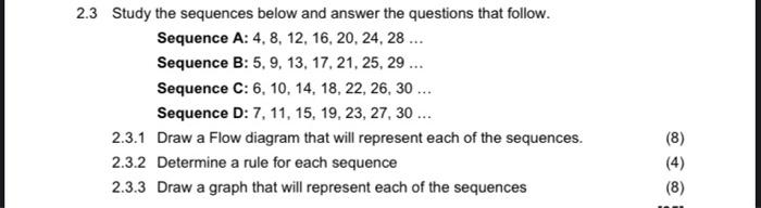 Solved 2.3 Study the sequences below and answer the | Chegg.com