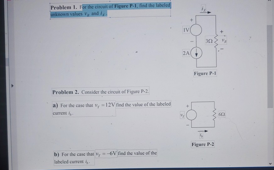 Solved Problem 1. For the circuit of Figure P-1, find the | Chegg.com