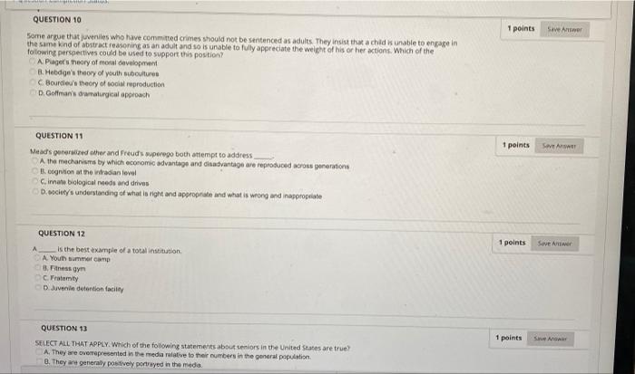 Solved 1 points Save Answer QUESTION 10 Some argue that | Chegg.com