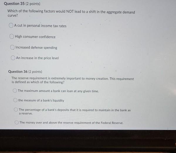 Solved Question 35 (2 points) Which of the following factors | Chegg.com