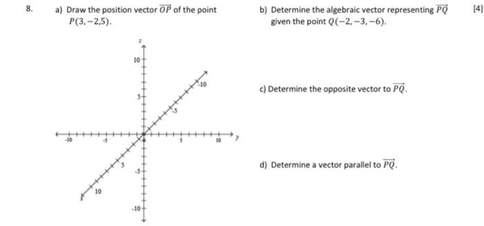 Solved 8. A) Draw The Position Vector OP Of The Point | Chegg.com