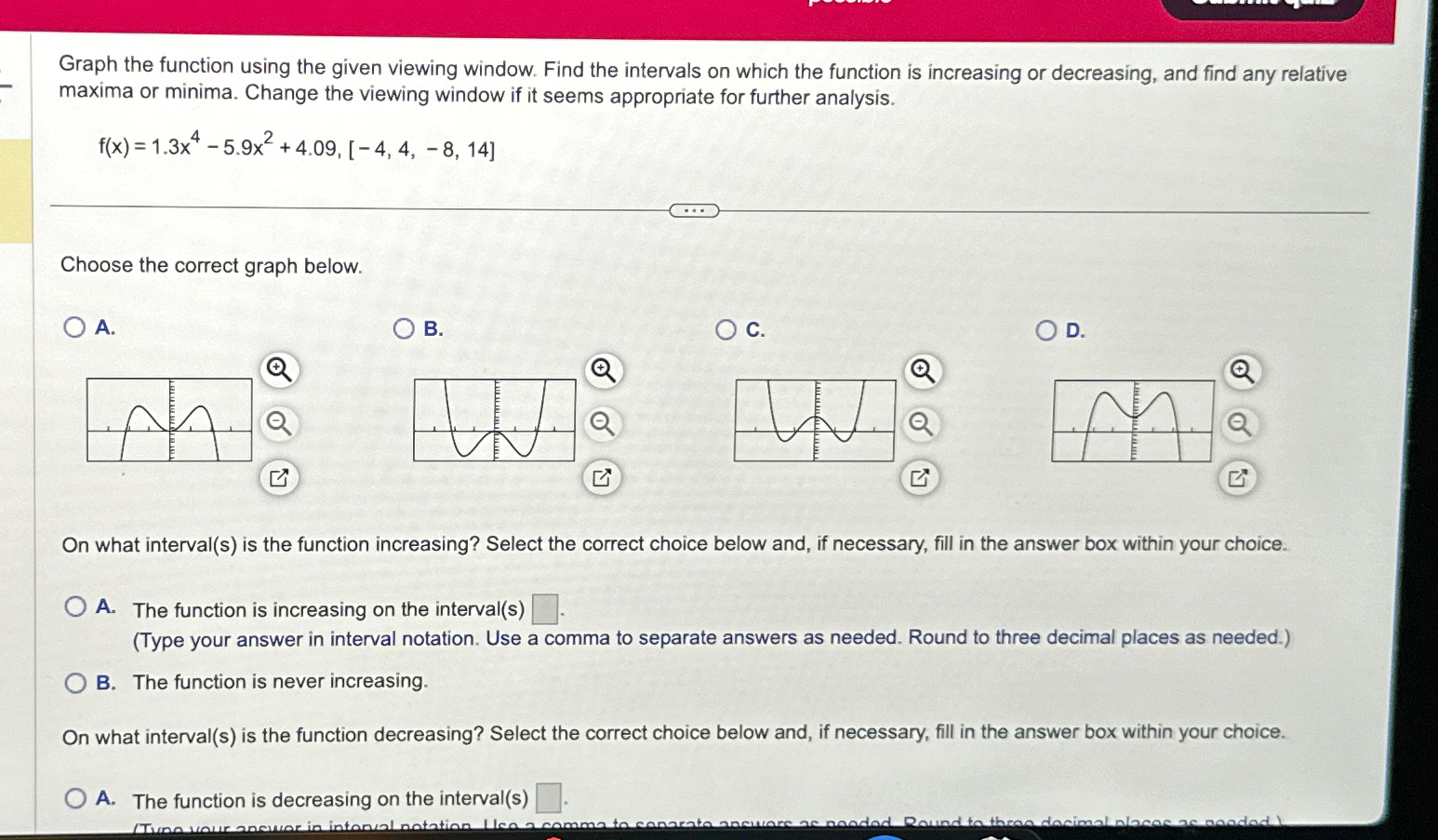 Solved Graph the function using the given viewing window. | Chegg.com