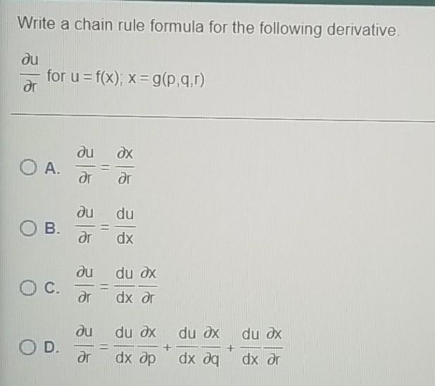 Solved Write a chain rule formula for the following | Chegg.com