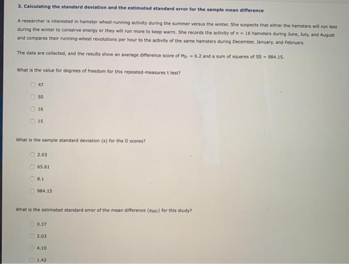 Solved 3 Calculating The Standard Deviation And The