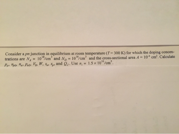 Solved Consider a pn junction in equilibrium at room | Chegg.com