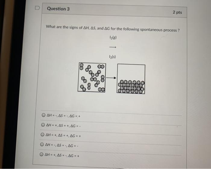 Solved D Question 3 2 pts What are the signs of AH, AS, and | Chegg.com