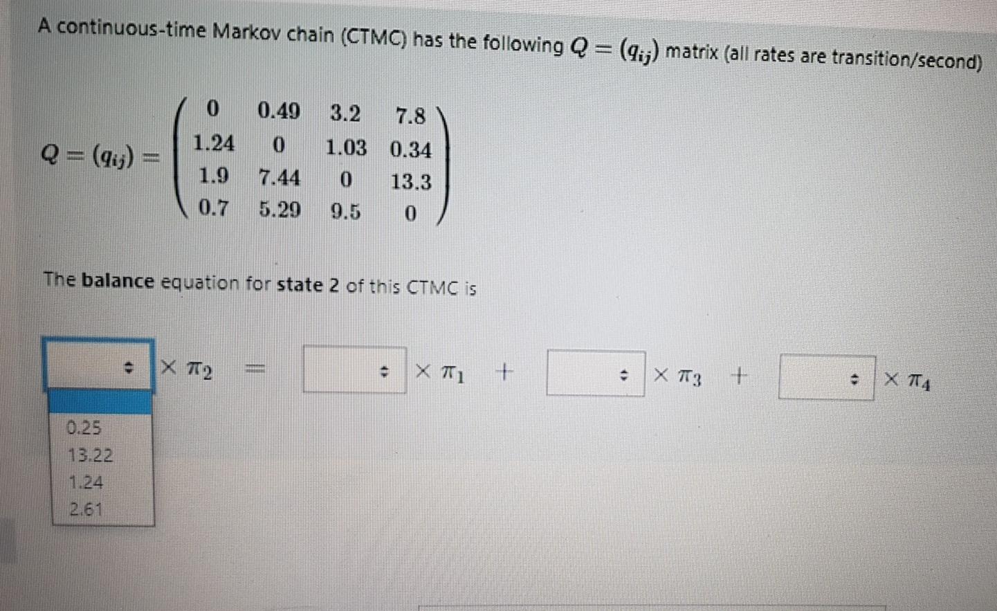Solved A continuous-time Markov chain (CTMC) has the | Chegg.com
