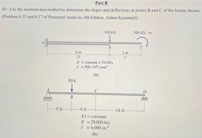 Solved B1- Use the moment-area method to determine the | Chegg.com