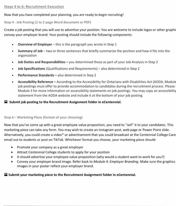 Recruitment Assignment Description This assignment | Chegg.com