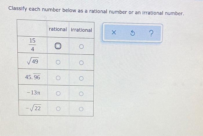 if a number is not classified as rational then it is