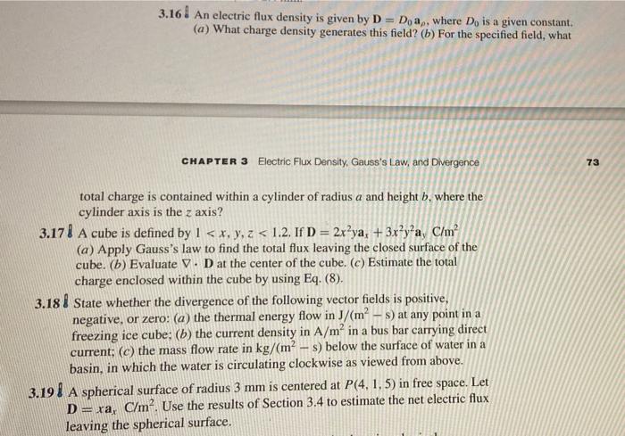 Solved 3.161 An electric flux density is given by D = D. a, | Chegg.com