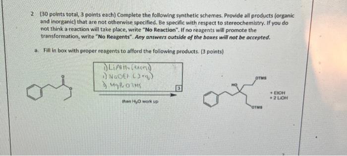 Solved 2 (30 points total, 3 points each) Complete the | Chegg.com