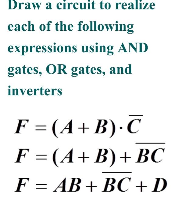 Solved Draw a circuit to realize each of the following | Chegg.com