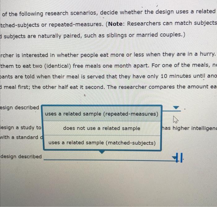 Solved 2. Identifying Related Samples For Each Of The | Chegg.com