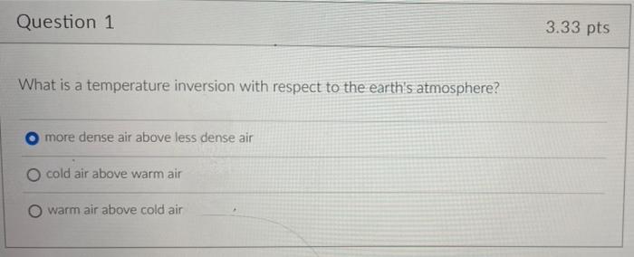 Solved What is a temperature inversion with respect to the | Chegg.com