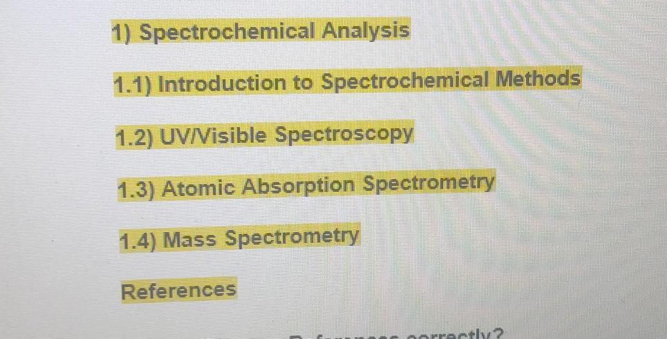 1) Spectrochemical Analysis 1.1) Introduction to | Chegg.com