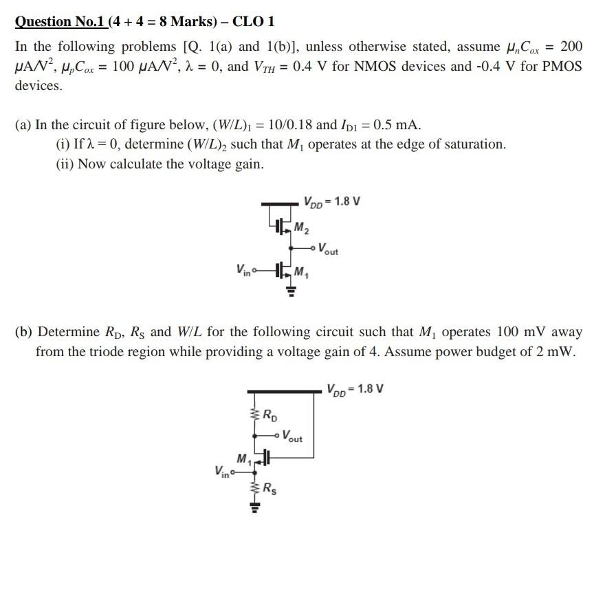 Solved Question No 1 4 4 8 Marks Clo 1 In The Fol Chegg Com