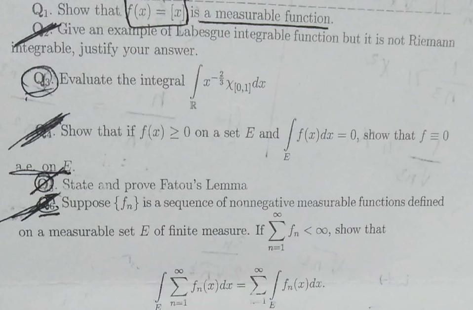 Solved Q1. ﻿Show that f(x)=[x] ﻿is a measurable function.2. | Chegg.com