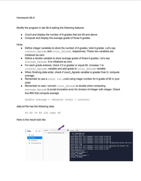 Solved Homework 06-A Modify the program in lab 06-A adding | Chegg.com