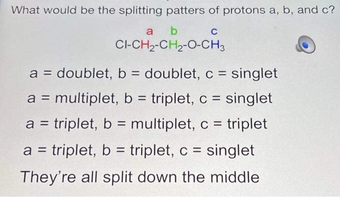Solved What would be the splitting patters of protons a,b, | Chegg.com