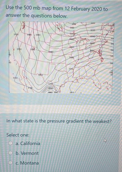 Solved Use the 500 mb map from 12 February 2020 to answer | Chegg.com