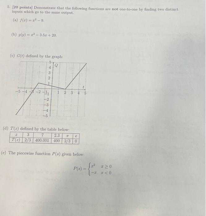 Solved 5. [20 Points] Demonstrate That The Following | Chegg.com