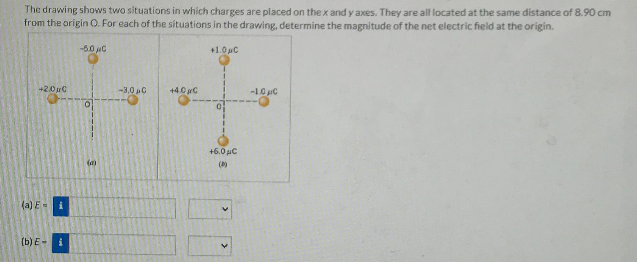 Solved The drawing shows two situations in which charges are